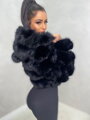Huňatá dámská bunda s kapucí černá