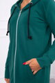 Dámská dlouhá mikina s kapucí smaragdová vzor 8924