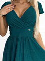 Midi dámské třpytivé šaty 425-6 MATILDE smaragd