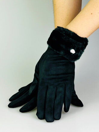 Dámské rukavice z broušené kůže černé